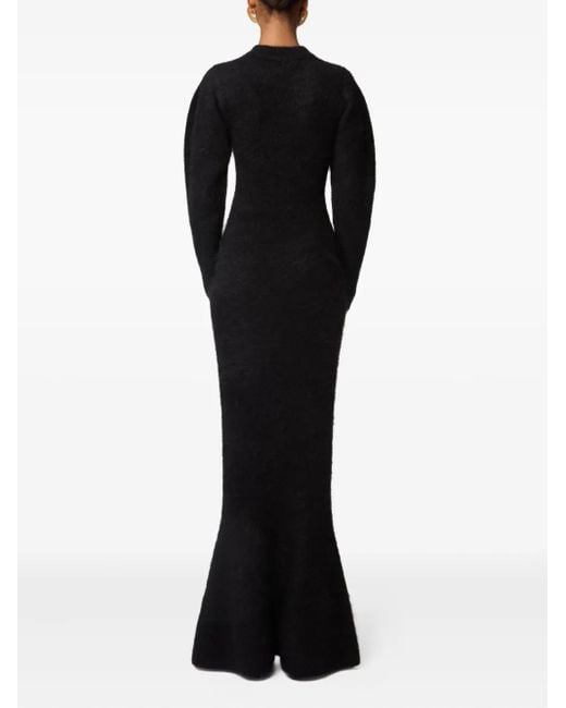 Nina Ricci Black Brushed-Knit Long-Sleeve Maxi Dress