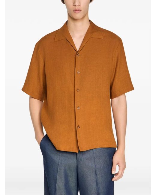 Sandro Brown Linen Shirt for men