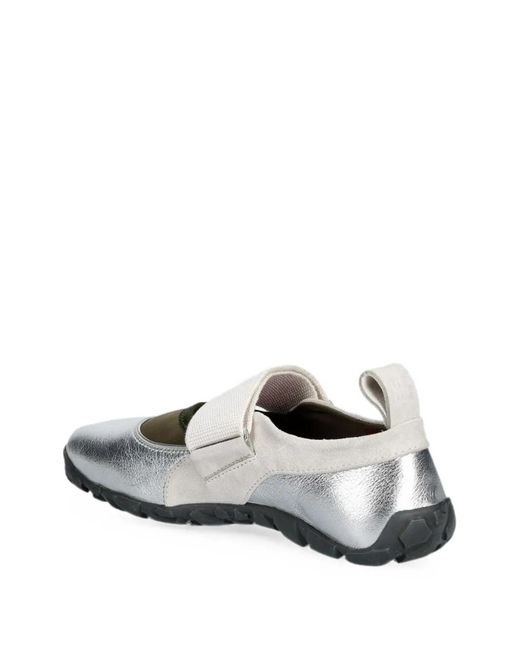 Wales Bonner White Metallic Touch-Strap Ballet Flats
