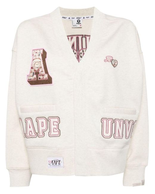 Aape By A Bathing Ape Natural Moonface Logo Cropped Cardigan