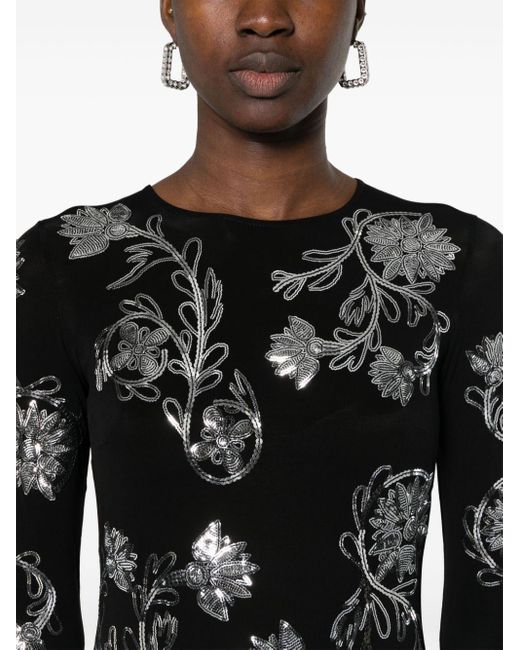 Rabanne Black Floral-sequinned Maxi Dress