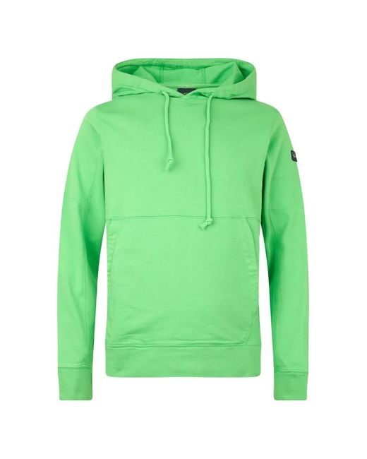 Paul & Shark Green Logo-Patch Cotton Hoodie for men