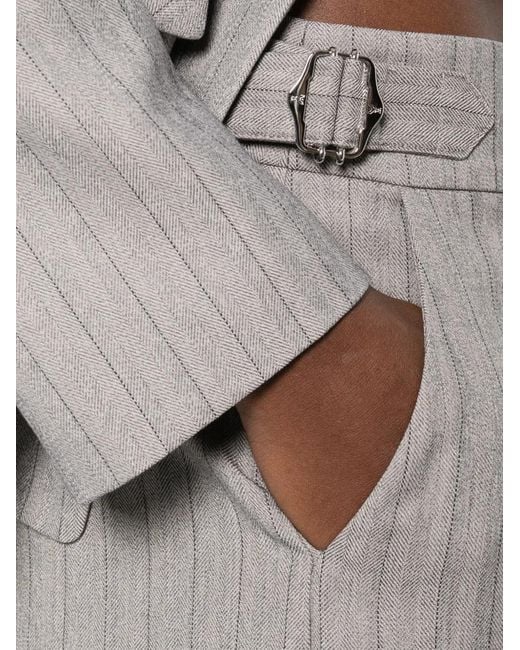 Patrizia Pepe Gray Pinstriped Palazzo Pants