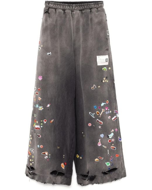 Maison Mihara Yasuhiro Gray Stickers-Print Track Pants