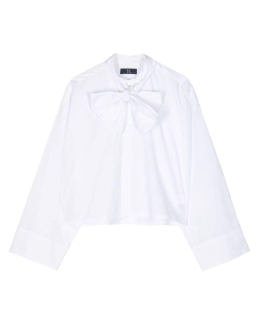 Blouse en coton à col lavallière Y's Yohji Yamamoto en coloris White