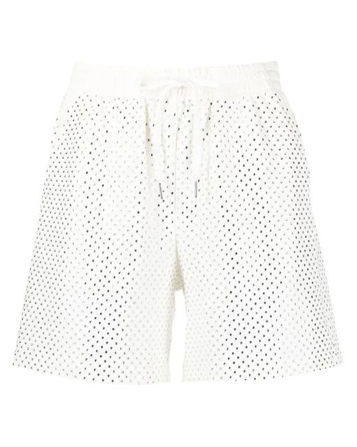 P.A.R.O.S.H. White Rhinestone-Embellished Shorts
