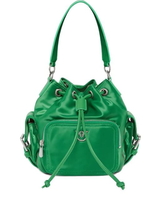 Pinko Green Small Drawstring Bucket Bag