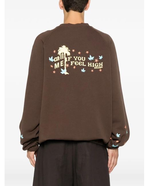 Palm Angels Brown Pull À Imprimé Graphique Et Poche Kangourou for men