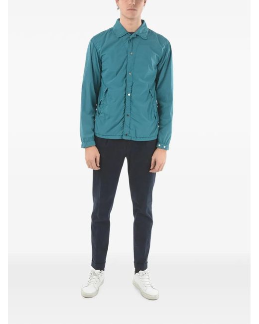 Corneliani Blue Snap-Button Overshirt for men