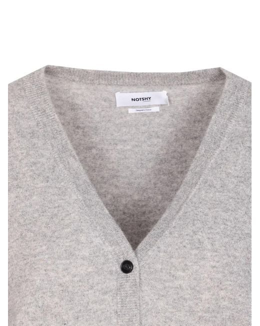 Not Shy Gray Patch-Pocket Buttoned Cardigan