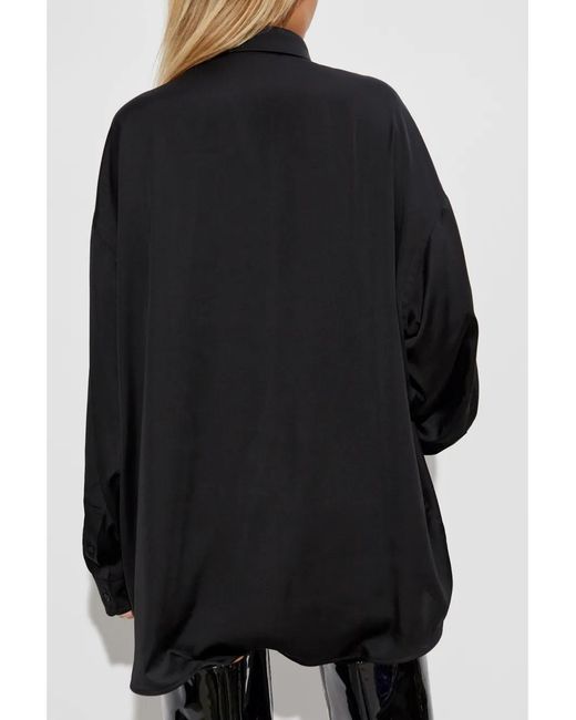 Balenciaga Blue Logo Embroidered Shirt