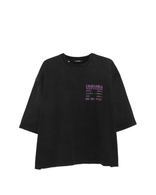 Willy Chavarria メンズ ブラック グラフィック Tシャツ