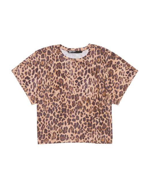 Bimba Y Lola Pink Leopard-Print Boxy T-Shirt
