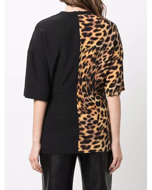 Stella McCartney Black Cheetah Print Panel T-shirt