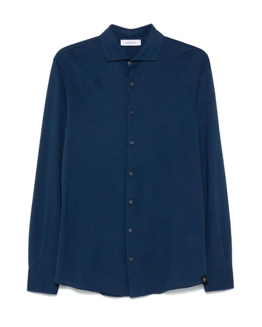 Camisa de algodón con botones Gran Sasso de hombre de color Blue
