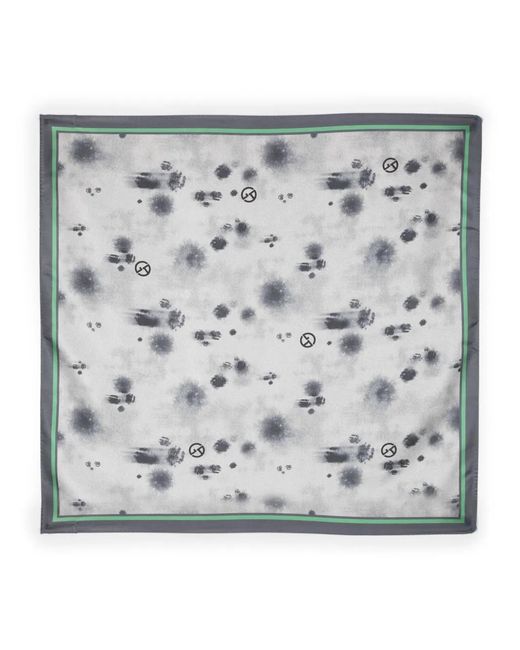 Giorgio Armani Gray Logo-Print Silk Foulard Scarf
