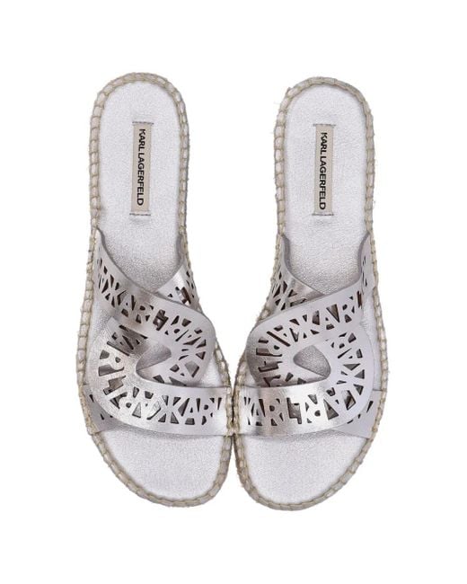 Karl Lagerfeld White Souk Interlock Espadrille Slides