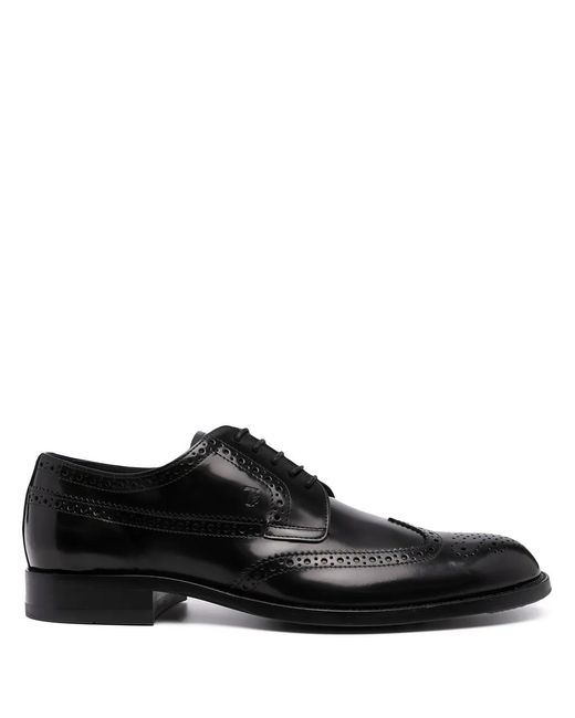 Tod's Black Leather Lace-Up Brogues for men