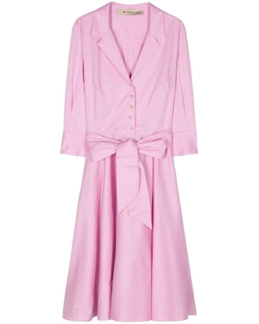 Blanca Vita Pink Allamanda Poplin Midi Dress