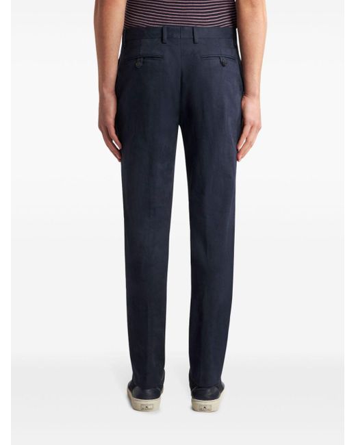 Etro Blue Mid-rise Slim-cut Trousers for men
