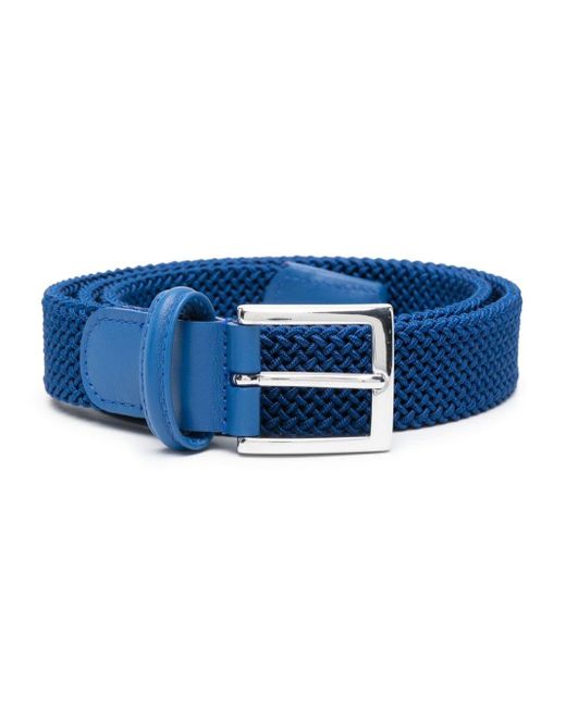 Kiton Blue Interwoven Buckled Belt for men