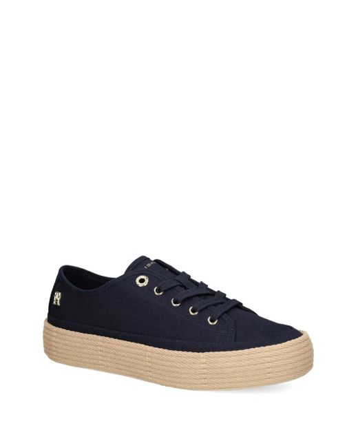 Tommy Hilfiger Blue Canvas Platform Sneakers