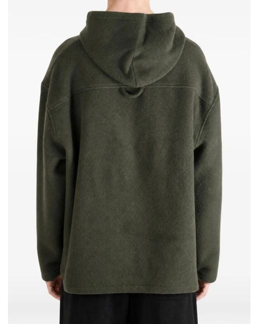 Rier Green Fleece Pouch-Pocket Hoodie