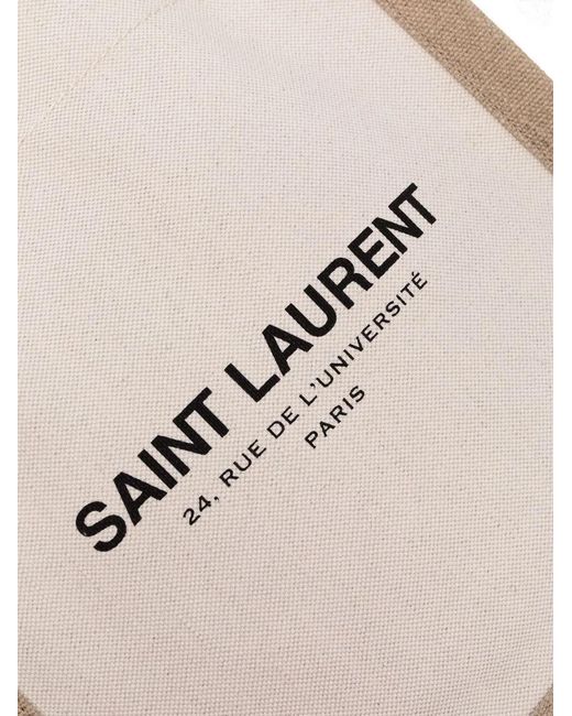 Saint Laurent Natural Canvas Drawstring Backpack for men