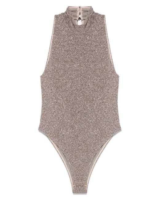 Forte_forte Gray Metallic-Threading Top