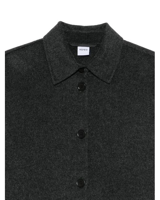 Aspesi Black Buttoned Wool Jacket