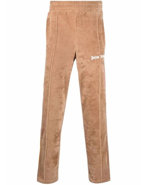Palm Angels Natural Side Stripe Embroidered-Logo Track Pants for men