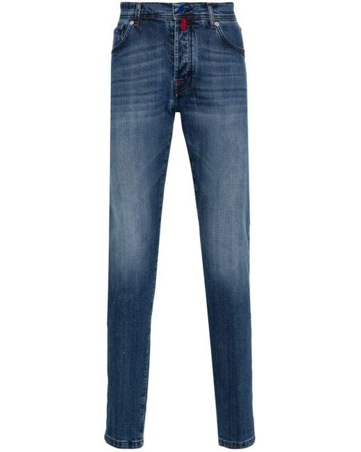 Kiton Jeans Met Toelopende Pijpen En Logo-label in het Blue voor heren