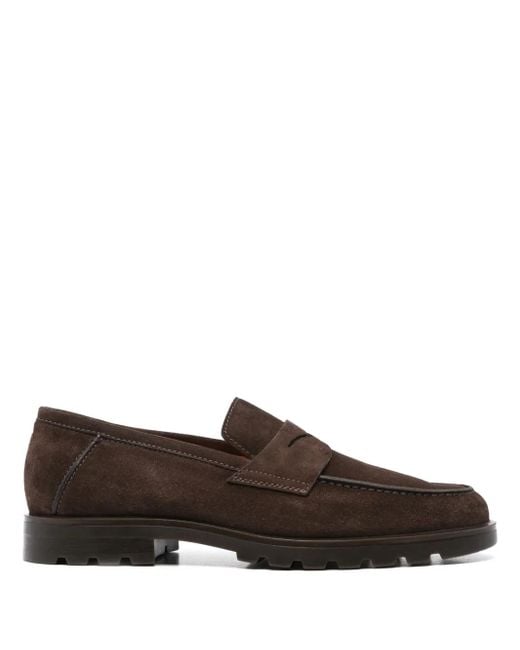 Santoni Brown Mocassins En Daim for men