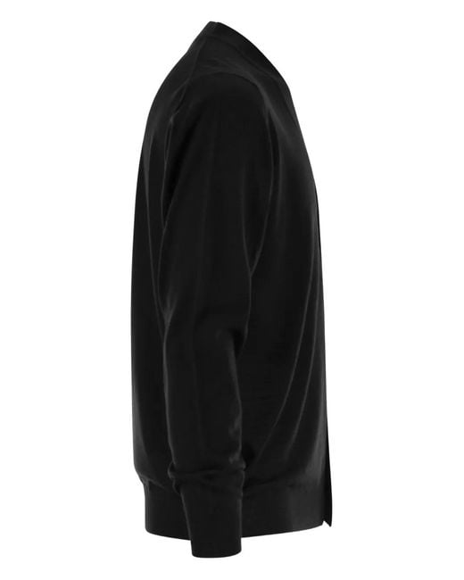 Fedeli Black Cardigan À Col V for men