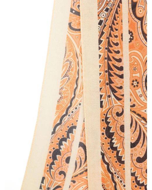 Etro Orange Foulard À Motif Cachemire
