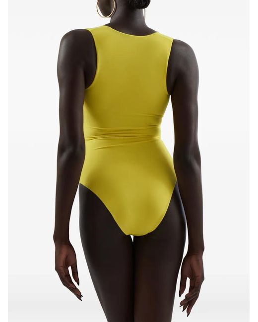 Taller Marmo Yellow Grand Sahara Lace-Up Swimsuit And Pareo Set
