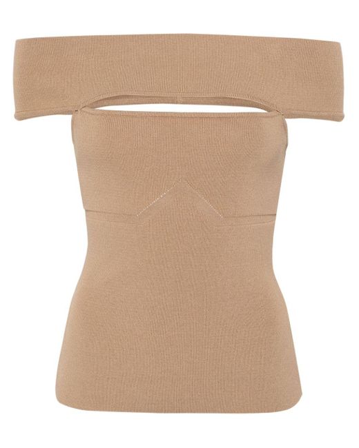 FEDERICA TOSI Natural Off-shoulder Knitted Top