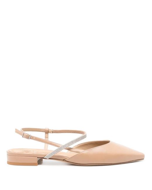 Peserico Pink Pointed Leather Ballerina Shoes