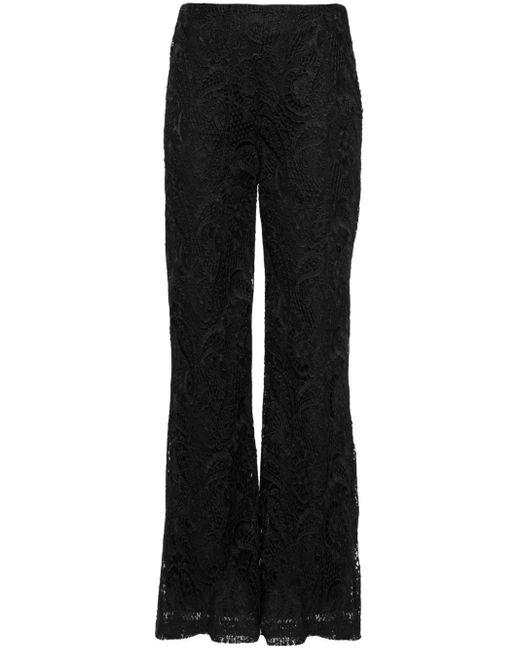 Twinset Black Macramé Straight-Leg Trousers