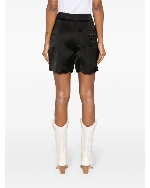 Ralph Lauren Black Logo-Embroidered Satin Shorts