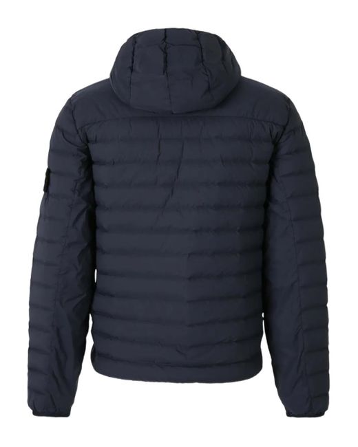 Stone Island Blue Logo-Patch Quilted Jacket for men