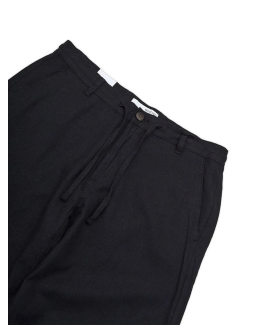 SELECTED Black Drawstring Trousers for men