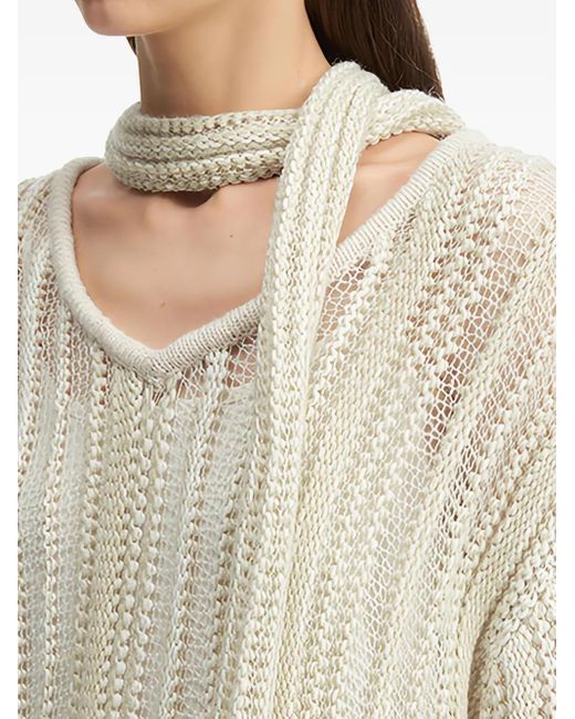 B+ AB White Open-Knit Sweater