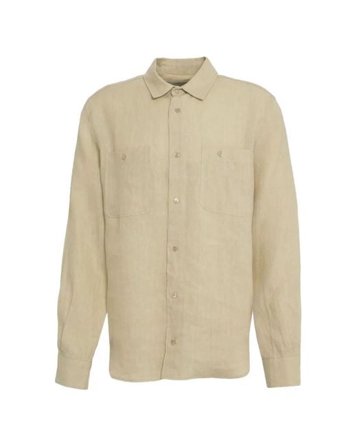 Amaranto White Button-Up Chest-Pocket Shirt for men