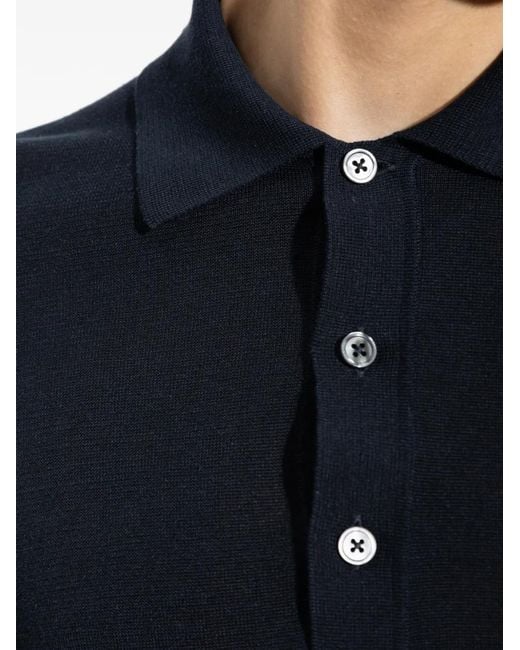 Tom Ford Blue Fine-Gauge Silk Linen Polo for men