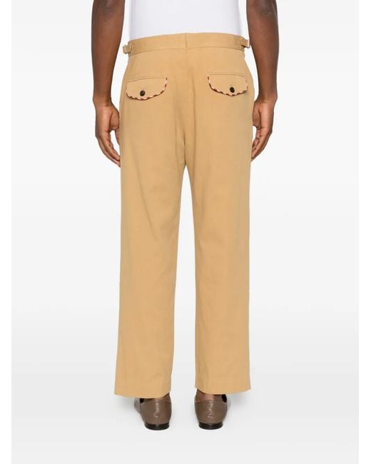Bode Natural Feather Runner Embroidered Trousers for men
