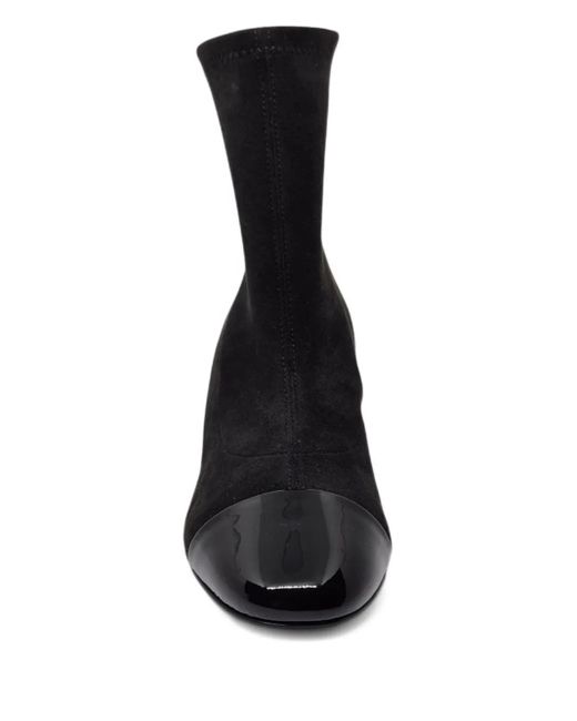 Casadei Black Cap-Toe Block-Heel Pumps