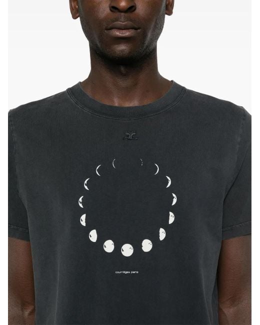 Courreges Black Logo-Patch Cotton T-Shirt for men