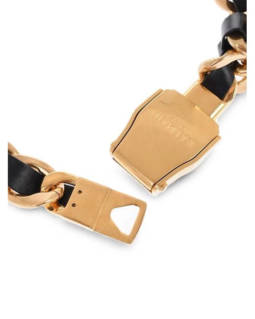 Balmain Brown Chain-Link Leather Belt