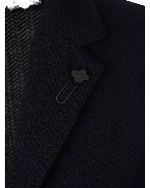 Lardini Blue Herringbone-Knit Virgin Wool Jacket for men